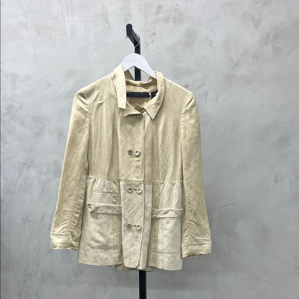Elegant Cream Double-Breasted Women's Jacket